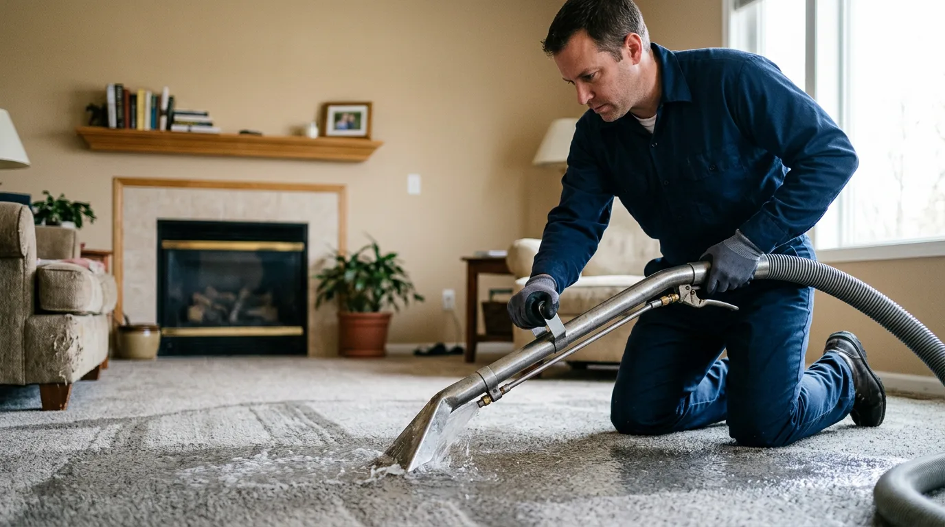 Water damage restoration technician working near Weiner, AR